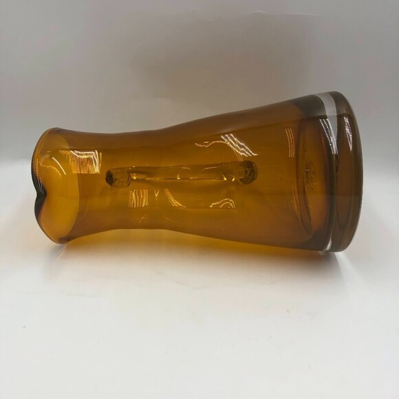 Vintage Amber Handblown Glass FTD Carafe Pitcher Clear Handle Serveware - Picture 8 of 15